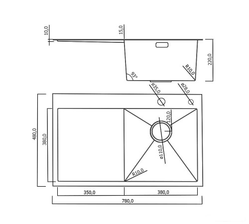 Кухонная мойка Roxen Vespa 560230-70RB PVD графит с коландером и дозатором