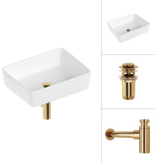 Умывальник Lauter 21674 + клапан 21190G + сифон 21635G золото