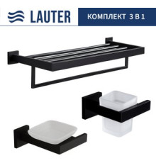 Набор аксессуаров для ванной Lauter 21SH71062 + 21SH71052 + 21SH71152 Matt Black, 3 предмета