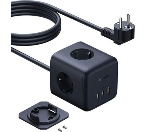 Удлинитель Baseus EnerFill FA11 Cube Power Strip 3AC+1U+2C 67W EU E00082100123-00 1.5 м, черный