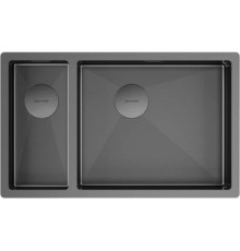 Кухонная мойка Paulmark Next 69/2S Uni PM226944-GMR черный/вороненая сталь