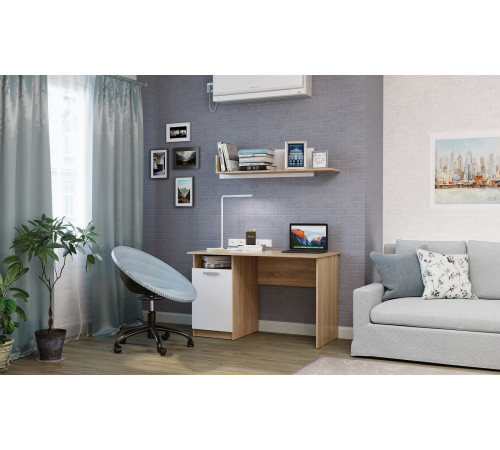 Стол Памир ПКС-12 дуб сонома/белый глянец