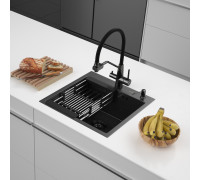 Кухонная мойка ARFEKA ECO AR мойка 500*500, коландер, дозатор BLACK DECOR MILLET GRAINS