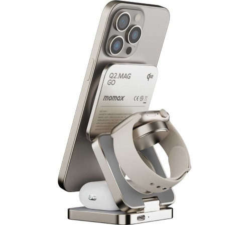 Беспроводное зарядное Momax Q2.Mag 3-in-1 UD31L титановый