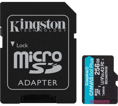 Карта памяти Kingston Canvas Go! microSDXC 256GB SDCG4/256GB с адаптером