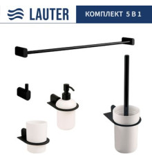Набор аксессуаров для ванной Lauter 21SH2062 + 21SH42092 + 21SH2092 + 21SH42012 + 21SH212 Matt Black, 5 предметов