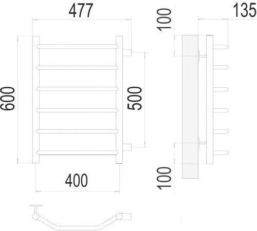 Полотенцесушитель TERMINUS Классик П6 400x600 бп хром