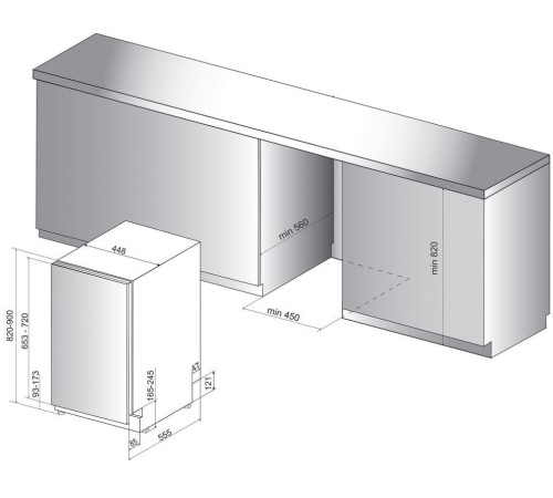Встраиваемая посудомоечная машина Whirlpool WSIO 3T223 PCE X