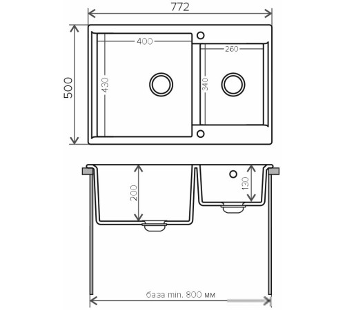 Кухонная мойка Polygran Brig-772 серый 14