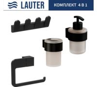 Набор аксессуаров для ванной Lauter 21TS3019 + 21TS3021 + 21TS3009 + 21TS3015 Matt Black, 4 предмета