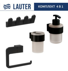 Набор аксессуаров для ванной Lauter 21TS3019 + 21TS3021 + 21TS3009 + 21TS3015 Matt Black, 4 предмета