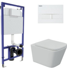 Унитаз подвесной Berges Wasserhaus Floe S Rimless + Visam Slim 525 EX-043244 с сиденьем