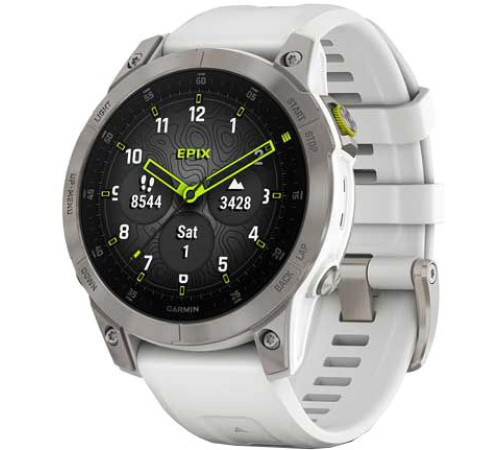 Умные часы Garmin Epix Sapphire Gen 2 серебристый титан/белый