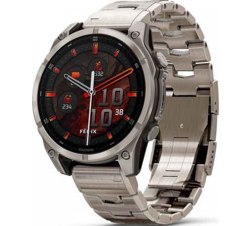 Умные часы Garmin Fenix 8 Sapphire, Titanium 47мм светло-серый, титановый ремешок