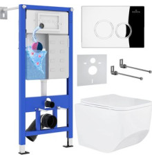 Унитаз подвесной Roxen Boro One Rimless 6 в 1 StounFix Dual Fresh 518414 кнопка: хром