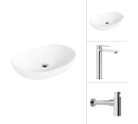 Умывальник Lauter 21502 + Moon 21СK81691C с сифоном 21635CH хром