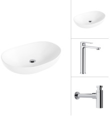 Умывальник Lauter 21502 + Moon 21СK81691C с сифоном 21635CH хром