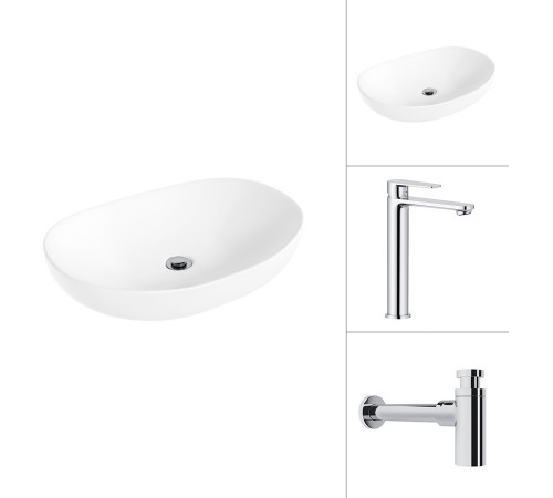 Умывальник Lauter 21502 + Moon 21СK81691C с сифоном 21635CH хром