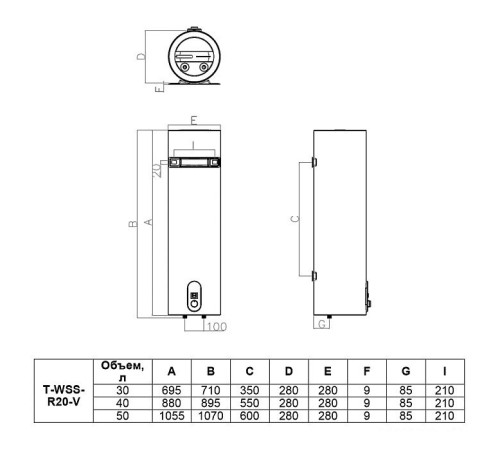 Накопительный электрический водонагреватель Timberk Fiji T-WSS30-R20-V