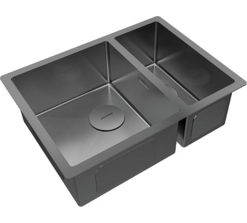 Кухонная мойка Paulmark Next 58/2S Uni PM225844-GM черный/вороненая сталь