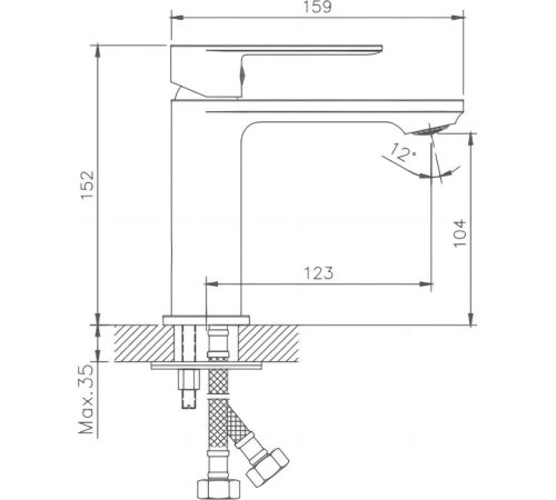Умывальник Lauter 21441B + Moon 21СК691BS с сифоном 21635B черный матовый