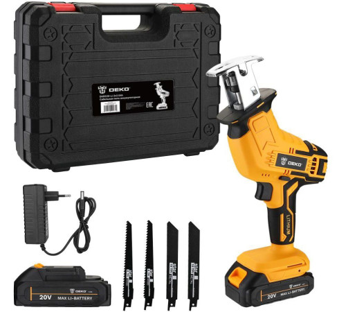 Сабельная пила Deko DKRS20-Li 063-4311 с 2-мя АКБ, кейс