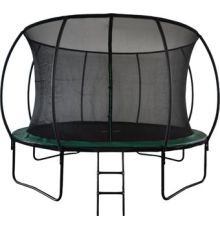 Батут GoUP Luxury 12FT с сеткой и лестницей, темно-зеленый