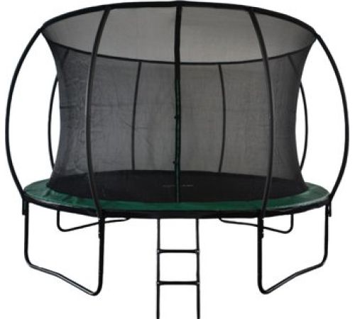 Батут GoUP Luxury 12FT с сеткой и лестницей, темно-зеленый