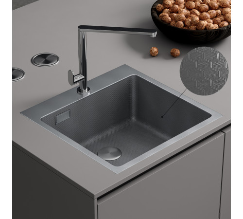 Кухонная мойка Roxen Snake 560220-50-S 50*48 сатин/текстурная поверхность с коландером и дозатором