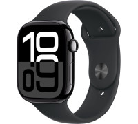 Умные часы Apple Watch Series 10 46 мм алюминиевый корпус, черный/черный, спортивный силиконовый ремешок S/M