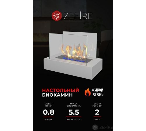 Биокамин ZeFire Galea белый