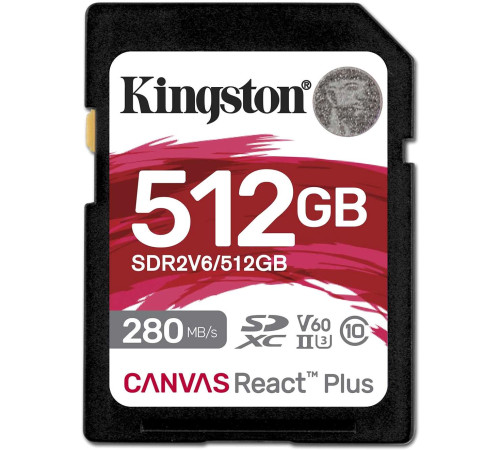 Карта памяти Kingston Canvas React Plus V60 SDXC 512GB