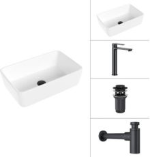 Умывальник Lauter 21674A + Moon 21СК8691BS + сифон 21635B + дон.клапан 21190B черный матовый