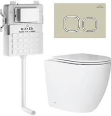 Унитаз приставной Roxen Antares в комплекте с инсталляцией Attach 5 в 1 966965 кнопка: пастель бежевый