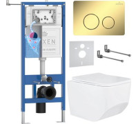 Унитаз подвесной Roxen Boro в комплекте с инсталляцией StounFix Dual Fresh 6 в 1 868473 кнопка: золото глянцевая