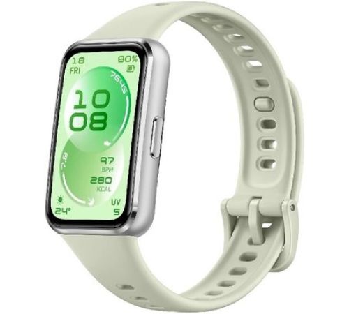 Фитнес-браслет Huawei Band 11 серебристый алюминиевый корпус, с зеленым силиконовым ремешком, международная версия