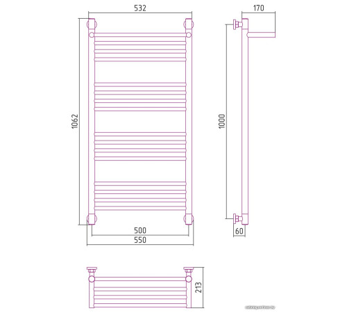 Полотенцесушитель Сунержа Богема с полкой+ 1000х500 03-0223-1050