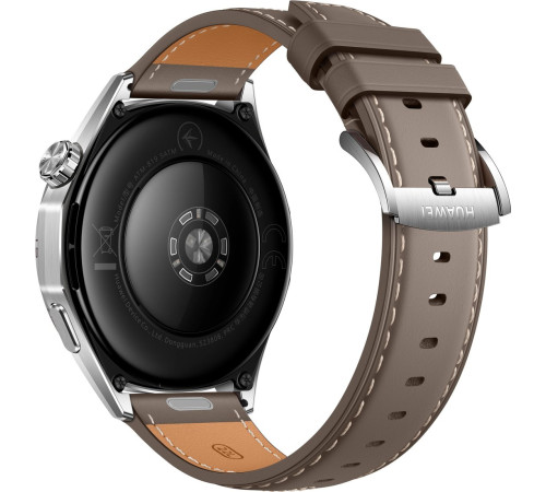 Умные часы Huawei Watch GT 6 46 мм серебристый, с коричневым кожаным ремешком, международная версия
