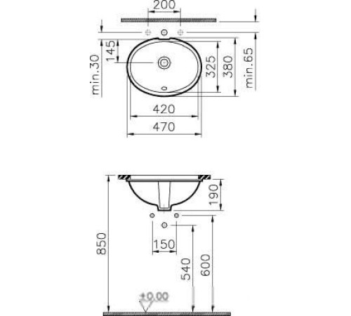 Умывальник Vitra Arkitekt 47x38 6039B003-0012