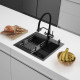 Кухонная мойка ARFEKA ECO AR мойка 500*500, коландер, дозатор BLACK DECOR VOLCANIC ROCK