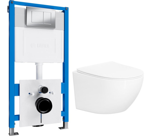 Унитаз подвесной Lauter Sulzdorf с микролифтом и кнопкой смыва 219701J белый/хром