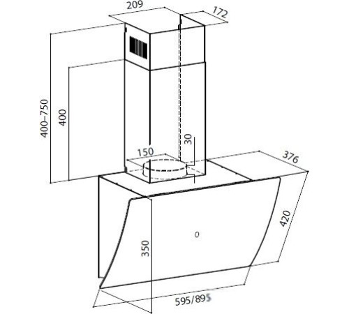 Кухонная вытяжка LEX Plaza GS 900 белый