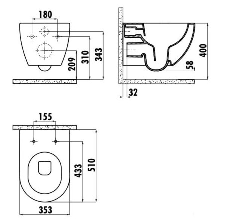 Унитаз Creavit Free FE322-11AM00E-0000 без сиденья