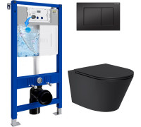 Унитаз подвесной Lauter Longer 2110822 + 21901002 кнопка прямоугольная, черный/черный