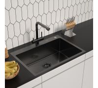 Кухонная мойка ARFEKA ECO AR 700*500 BLACK PVD NANO DECOR VOLCANIC ROCK