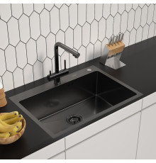 Кухонная мойка ARFEKA ECO AR 700*500 BLACK PVD NANO DECOR VOLCANIC ROCK