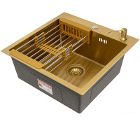 Кухонная мойка ARFEKA ECO AR мойка 500*500, коландер, дозатор GOLD