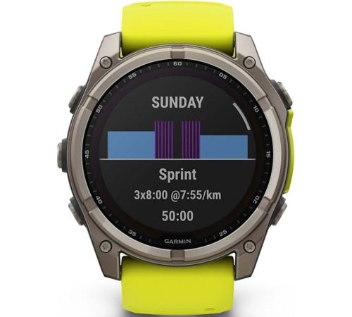 Умные часы Garmin Fenix 8 Solar, Sapphire 51мм титановый, желтый силиконовый ремешок