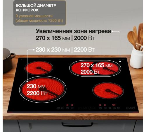 Варочная панель Hyundai HHE 6673 BG