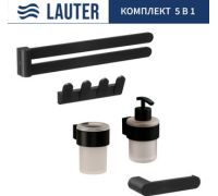 Набор аксессуаров для ванной Lauter 21TS3019 + 21TS3021 + 21TS3009 + 21TS3013 + 21TS3004 Matt Black, 5 предметов